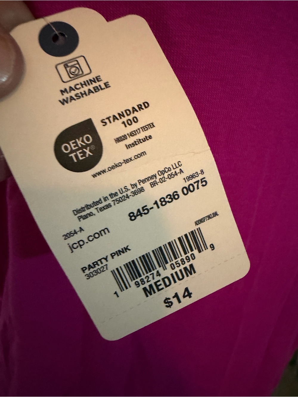 2 shirts. St. John's Bay Short Sleeve Crew Neck Top - Fuchsia & Green - Picture 7 of 8